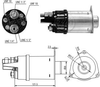 Втягивающее реле, 12v do: 10478825, 1047894 9, 1993965 mercedes, vw ZM ZM3452 (фото 1)