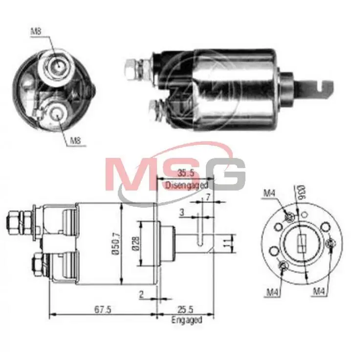 Реле стартера, що втягує ZM ZM607 (фото 1)