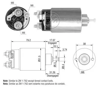 Втягивающее реле fo-12v cg231178 болт ZM ZM762